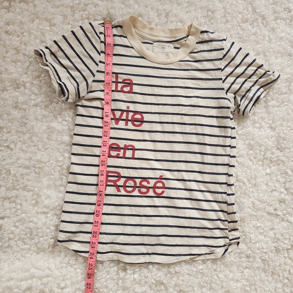 Sol Angeles Anthropologie XS Women Striped Graphic T-Shirt La Vie En Rosé French - Picture 6 of 8